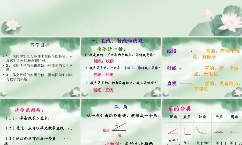 人教新课标数学六年级下册《平面图形的复习》PPT课件