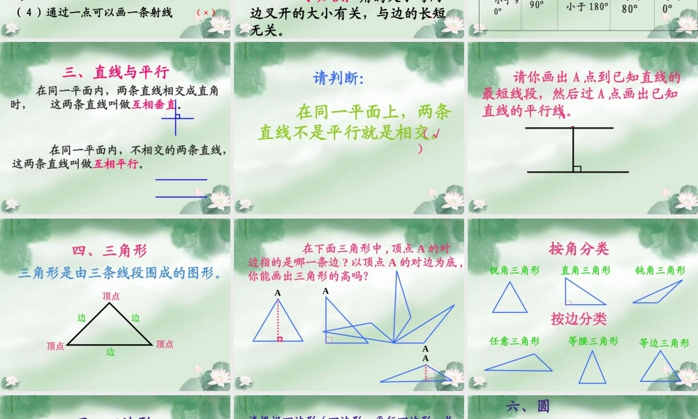 人教新课标数学六年级下册《平面图形的复习》PPT课件