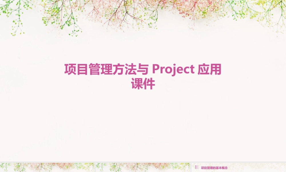 项目管理方法与Project应用课件