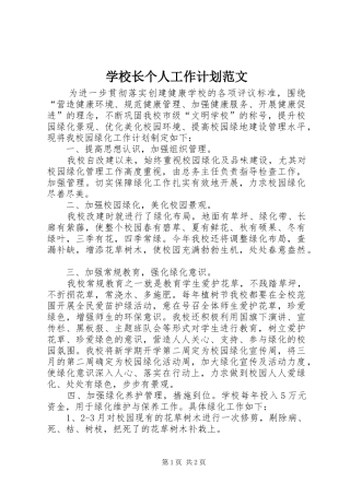 学校长个人工作计划范文