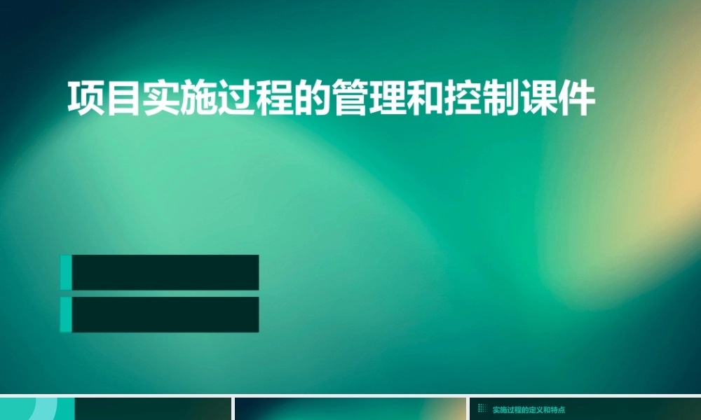 项目实施过程的管理和控制课件