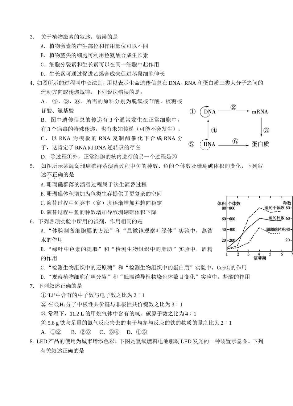 2015高考理综模拟题（4）试卷_第2页