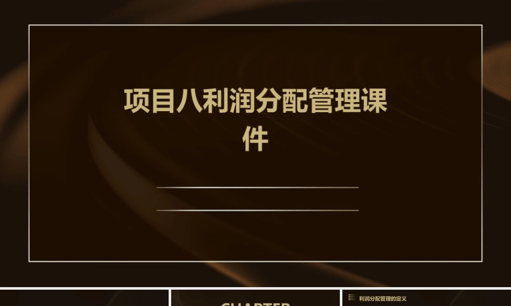 项目八利润分配管理课件
