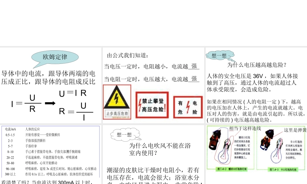 欧姆定律和安全用电