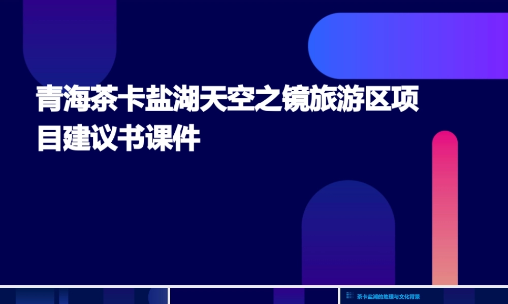 青海茶卡盐湖天空之镜旅游区项目建议书课件