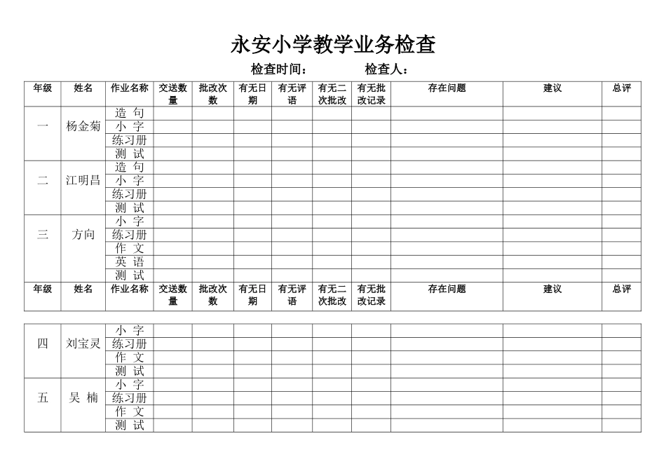 永安小学教学业务检查_第1页