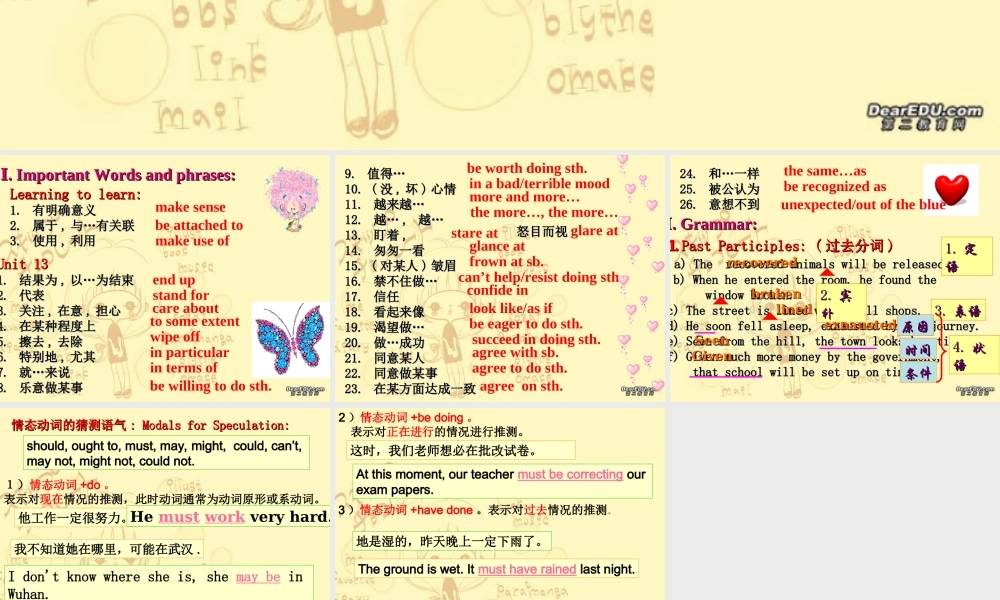 十三单元复习 广东省高二英语单元复习课件[整理三套]新课标 人教版 广东省高二英语单元复习课件[整理三套]新课标 人教版