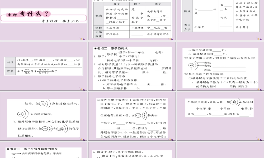 中考化学总复习 第一轮复习 系统梳理 夯基固本 第5讲 构成物质的粒子课件