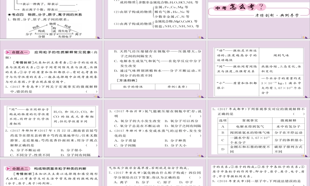 中考化学总复习 第一轮复习 系统梳理 夯基固本 第5讲 构成物质的粒子课件