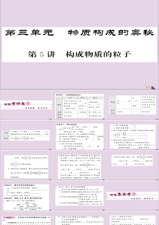 中考化学总复习 第一轮复习 系统梳理 夯基固本 第5讲 构成物质的粒子课件