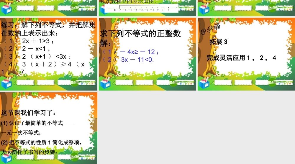 八年级数学下册：：7.4解一元一次不等式课件  苏科版 课件