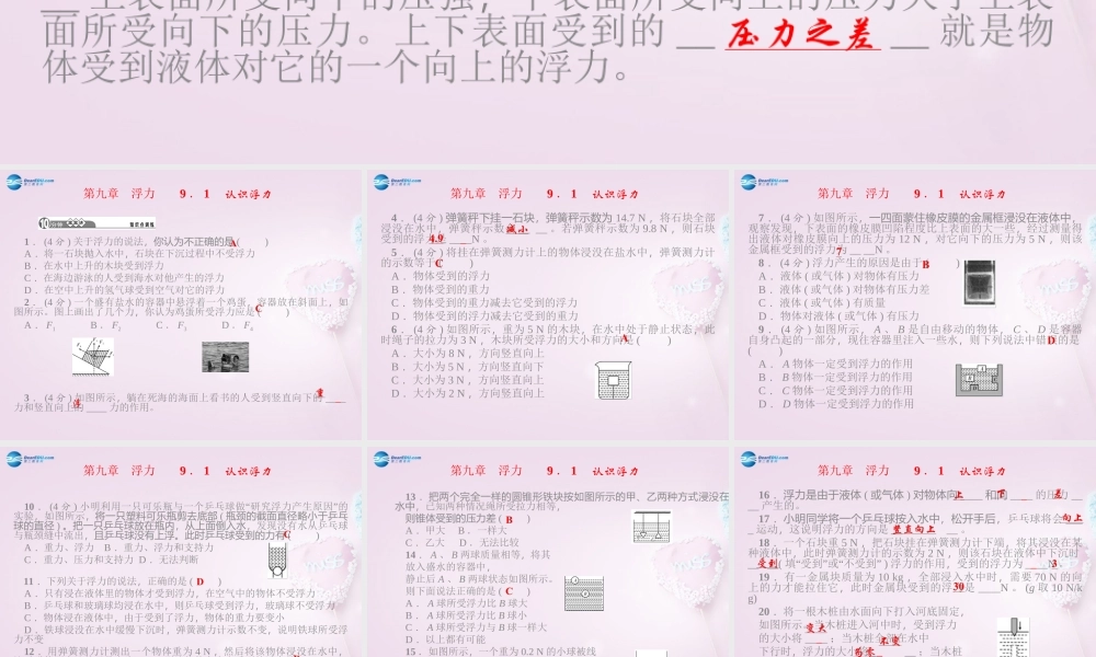 八年级物理下册 第九章 浮力课件 (新版)沪科版 课件