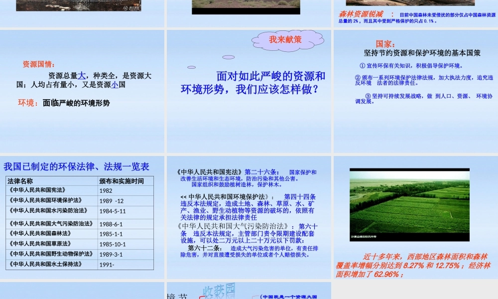 九年级政治 节约资源保护环境课件 教科版 课件