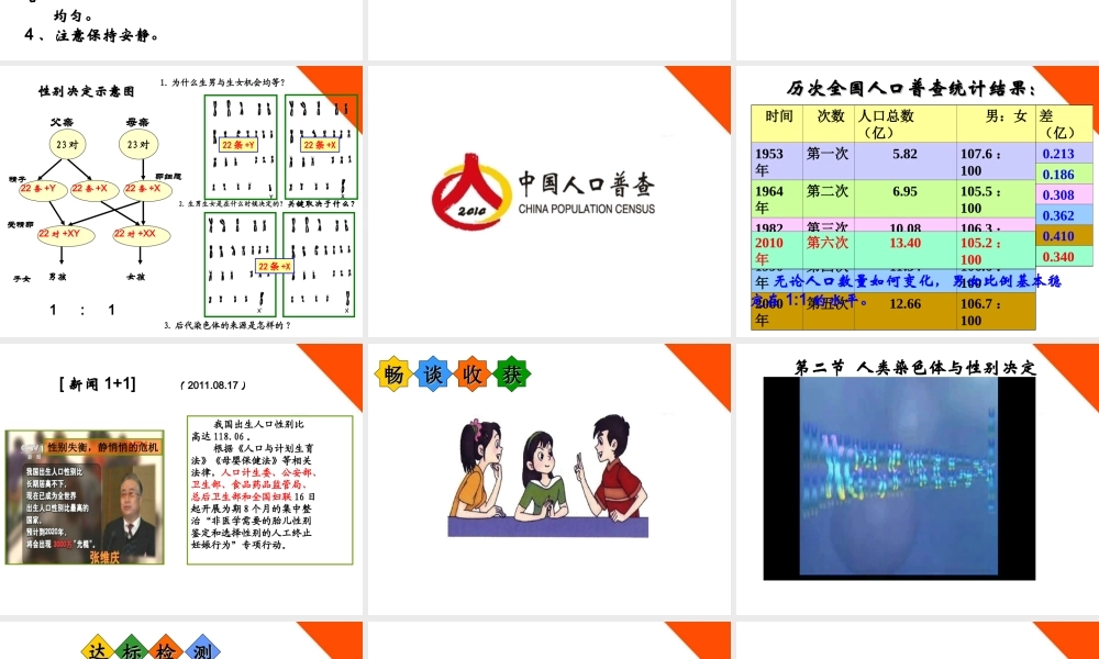 八年级生物上册 第四章第二节人类染色体与性别决定课件 济南版 课件