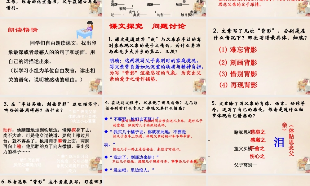 八年级语文下册 1(背影)课件 (新版)语文版 课件