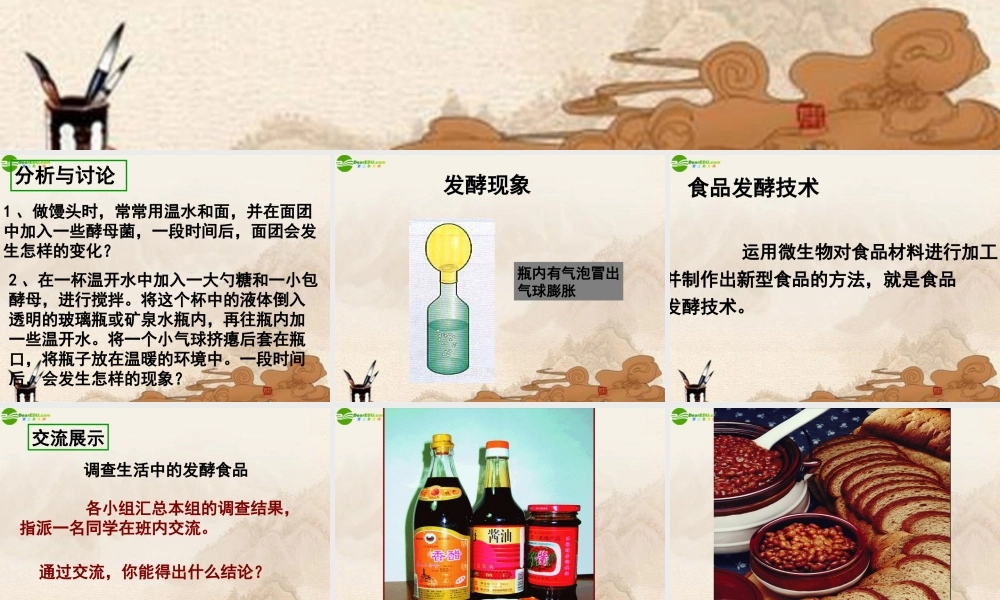 八年级生物下册 第一章第一节发酵技术课件 济南版 课件