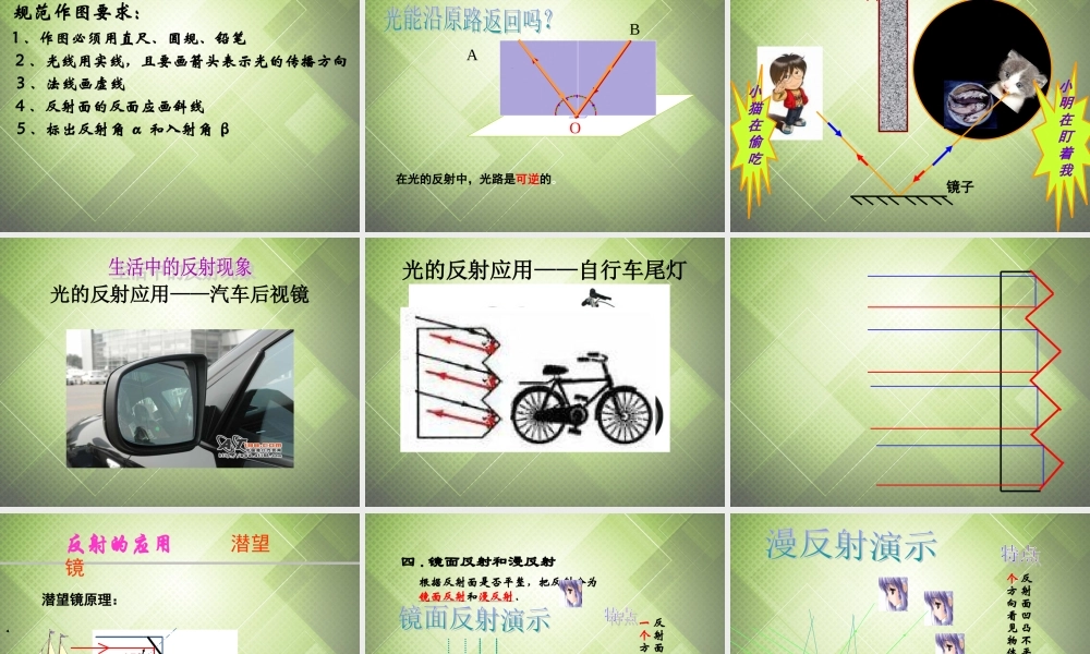 八年级物理上册(4.2 光的反射定律)课件 (新版)教科版 课件