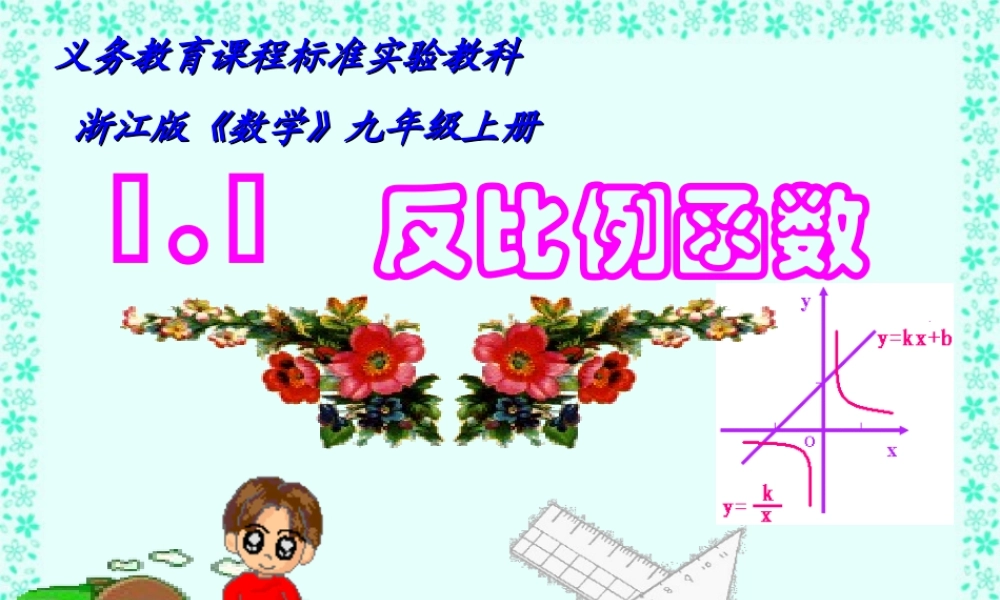 九年级数学反比例函数一 新课标 浙教版 课件