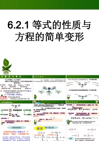 华师大等式的性质与方程的简单变形一二