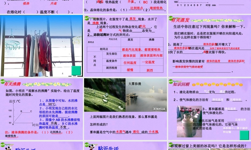 八年细物理上册 物态变化复习课课件 人教新课标版 课件