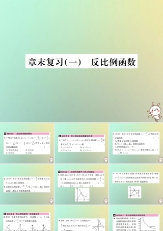 九年级数学下册 第二十六章 反比例函数章末复习(一)习题课件 (新版)新人教版 课件
