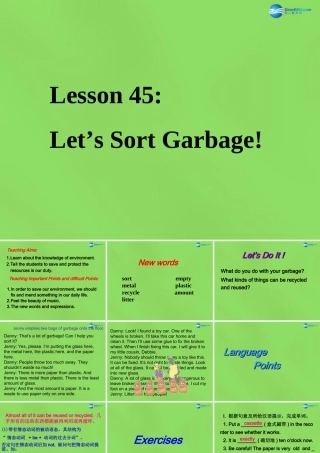 八年级英语下册 Unit 8 Lesson 45 Let's Sort Garbage课件 (新版)冀教版 课件