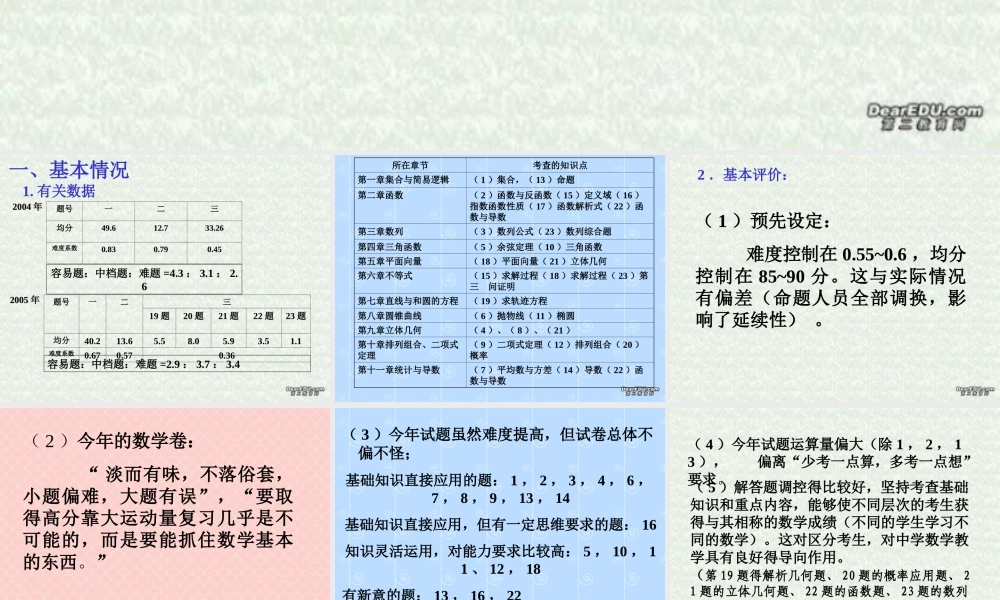 对江苏高考数学试卷的分析与思考 人教版 试题