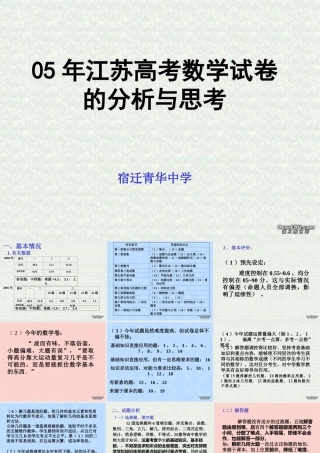 对江苏高考数学试卷的分析与思考 人教版 试题