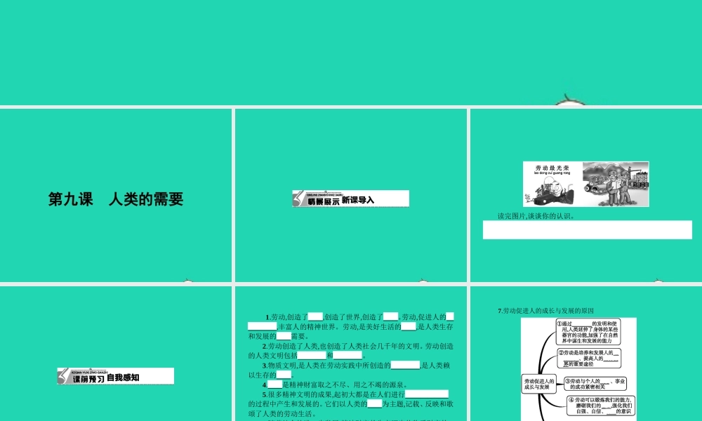八年级政治下册 第四单元 劳动创造世界 9 人类的需要课件 教科版 课件