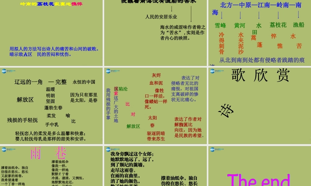 九年级语文下册 2 我用残损的手掌课件7 新人教版 课件