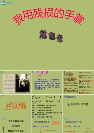 九年级语文下册 2 我用残损的手掌课件7 新人教版 课件