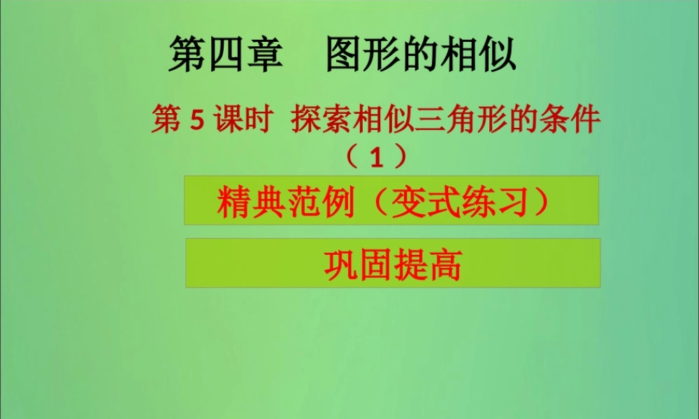 九年级数学上册 第4章 图形的相似 第5课时 探索三角形相似的条件(1)(课堂导练)习题课件 (新版)北师大版 课件