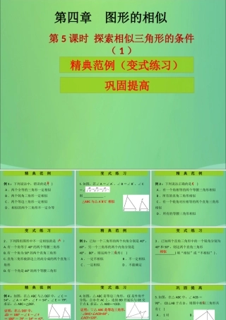 九年级数学上册 第4章 图形的相似 第5课时 探索三角形相似的条件(1)(课堂导练)习题课件 (新版)北师大版 课件
