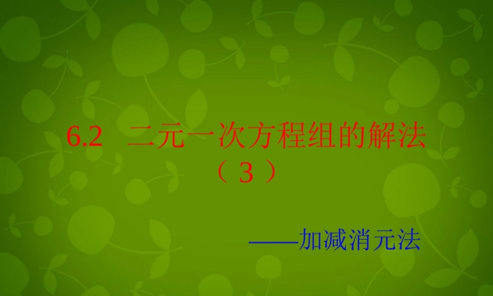 七年级数学下册 第六章 第2节(二元一次方程组的解法)课件3 (新版)冀教版