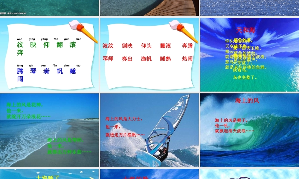 三年级文上册《大海的歌》PPT(语文S版)
