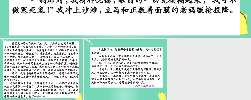 初中语文作文讲评课(描写生动一小步 作文提升一大步)一朵美丽的浪花课件 新人教版 课件