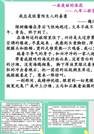 初中语文作文讲评课(描写生动一小步 作文提升一大步)一朵美丽的浪花课件 新人教版 课件
