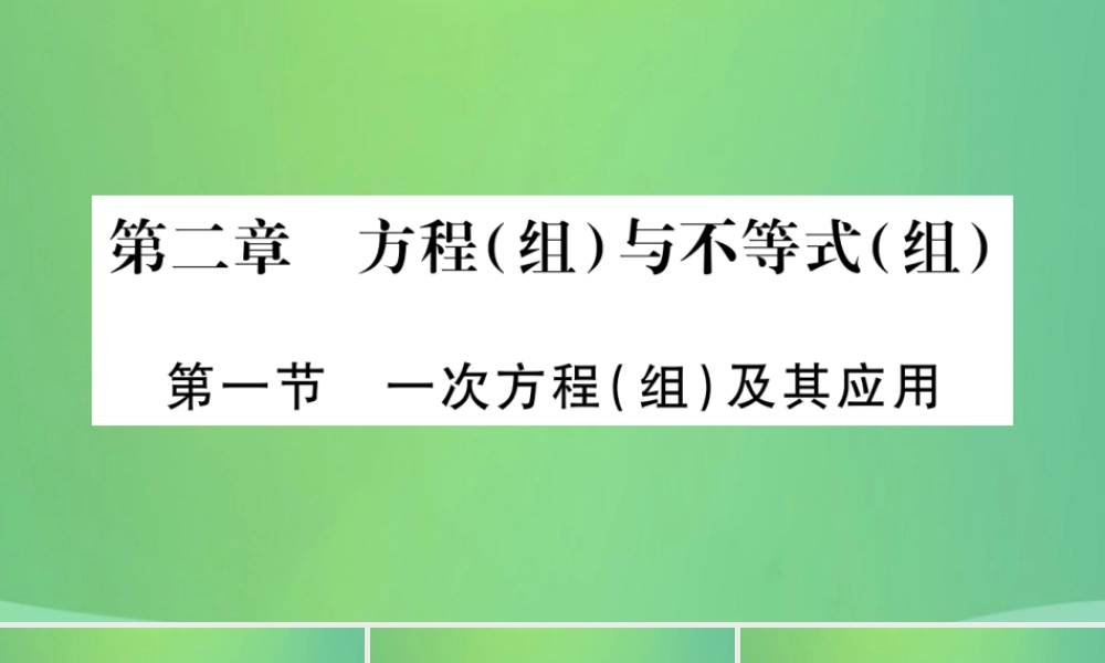 中考数学复习 第一轮 考点系统复习 第二章 方程(组)与不等式(组)第一节 一次方程(组)及其应用(精讲)课件