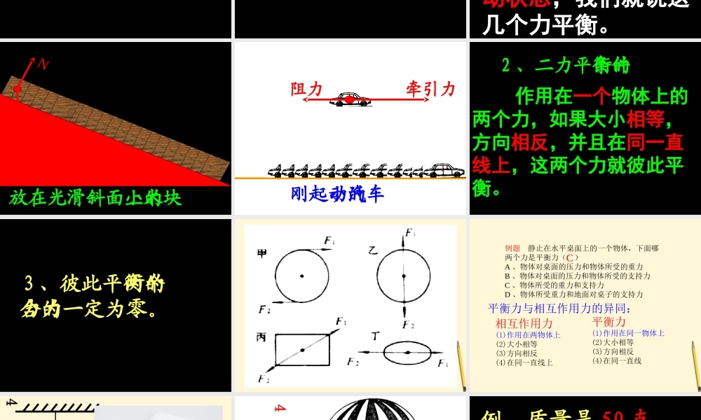 八年级物理下册 8.3(力的平衡)课件 教科版 课件