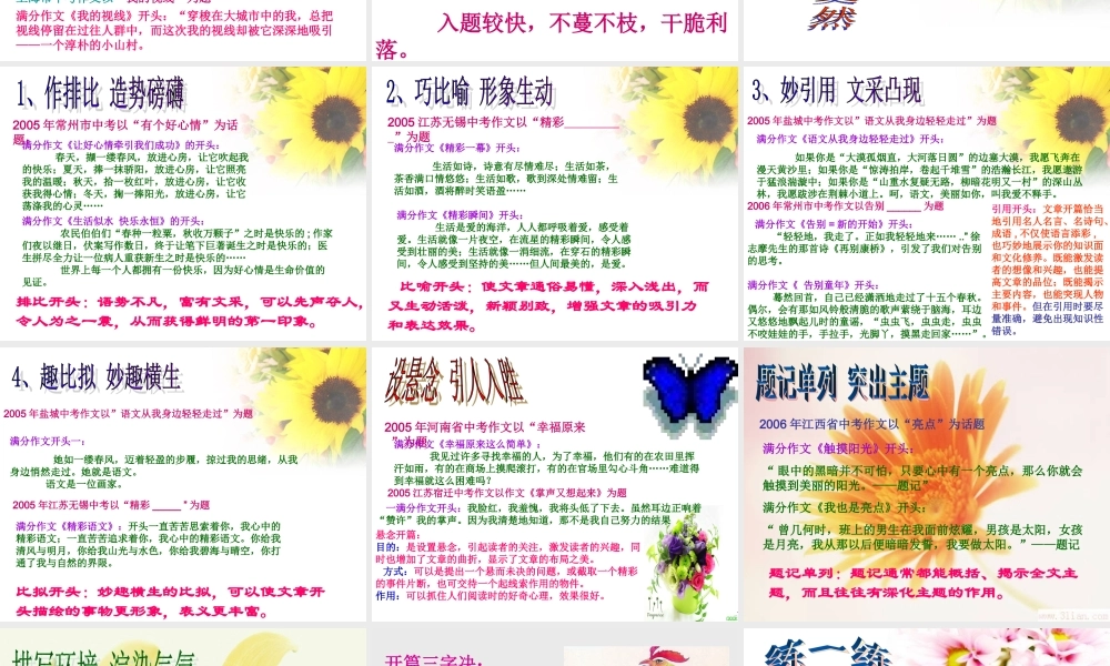 《作文开头训练》课件