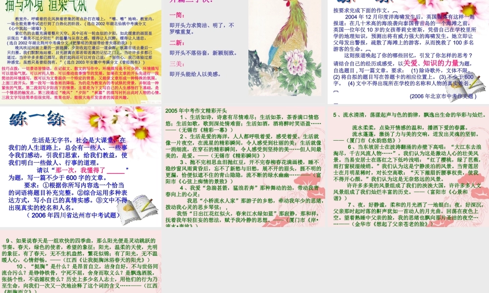 《作文开头训练》课件