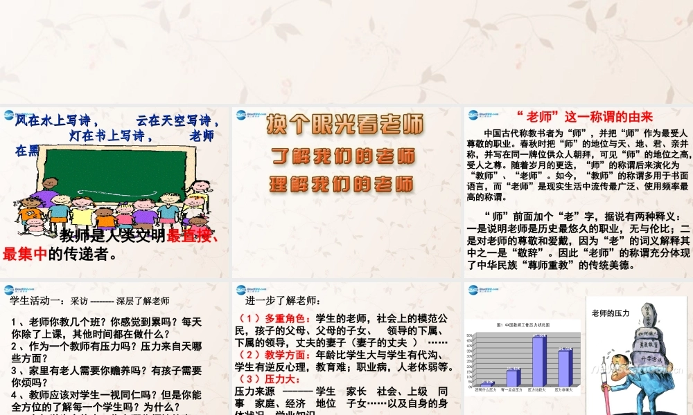 八年级政治上册 第六课 换个眼光看老师课件 苏教版 课件