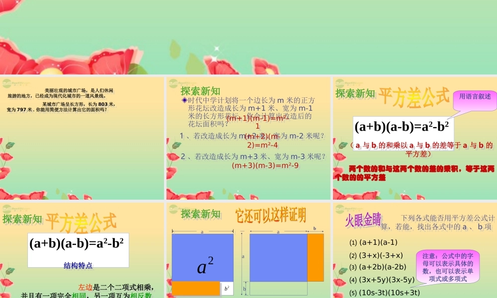 八年级数学上册(2.1平方差公式)课件 青岛版 课件