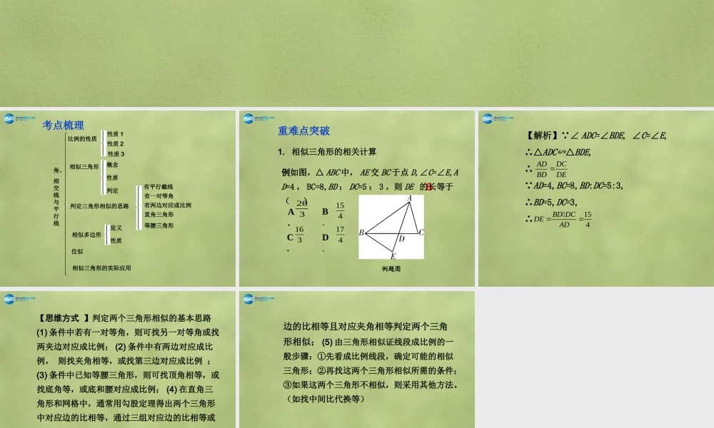 中考数学 第四章 第四节 相似三角形课件