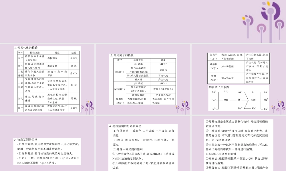 中考化学一轮复习 第2部分 板块归类 板块5 科学探究 第2课时 物质的检验与鉴别课件