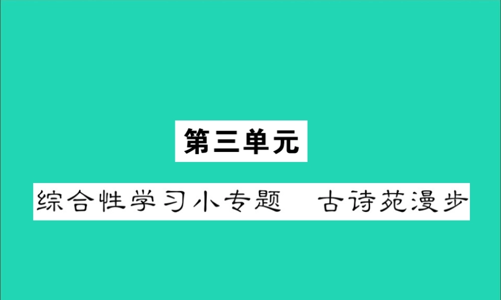 八年级语文下册 第三单元 综合性学习小专题 古诗苑漫步课件 新人教版 课件