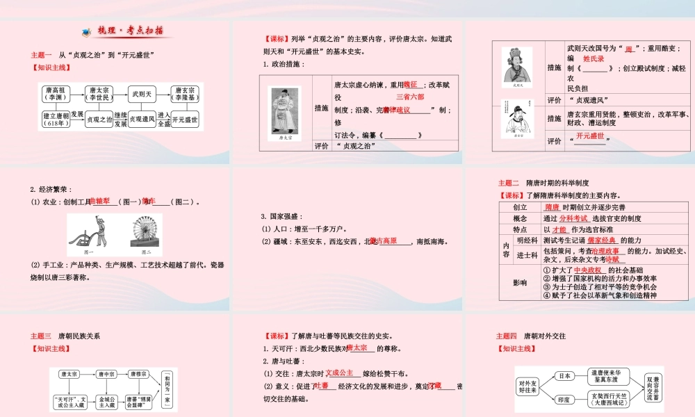 中考历史 第三单元 第1讲繁荣与开放的社会复习课件 北师大版 课件