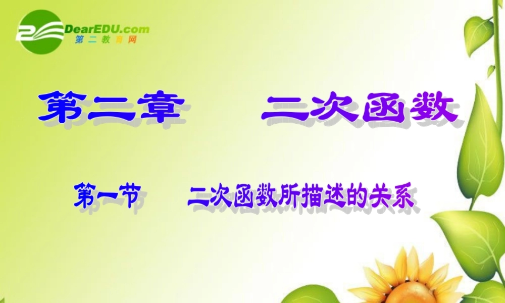 九年级数学下册：21二次函数所描述的关系课件(北师大版) 课件