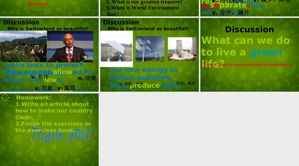 八年级英语下册 Unit 8 Green Switzerland Reading 2课件 (新版)牛津版 课件