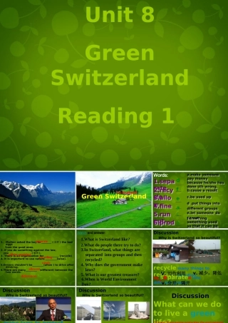 八年级英语下册 Unit 8 Green Switzerland Reading 2课件 (新版)牛津版 课件